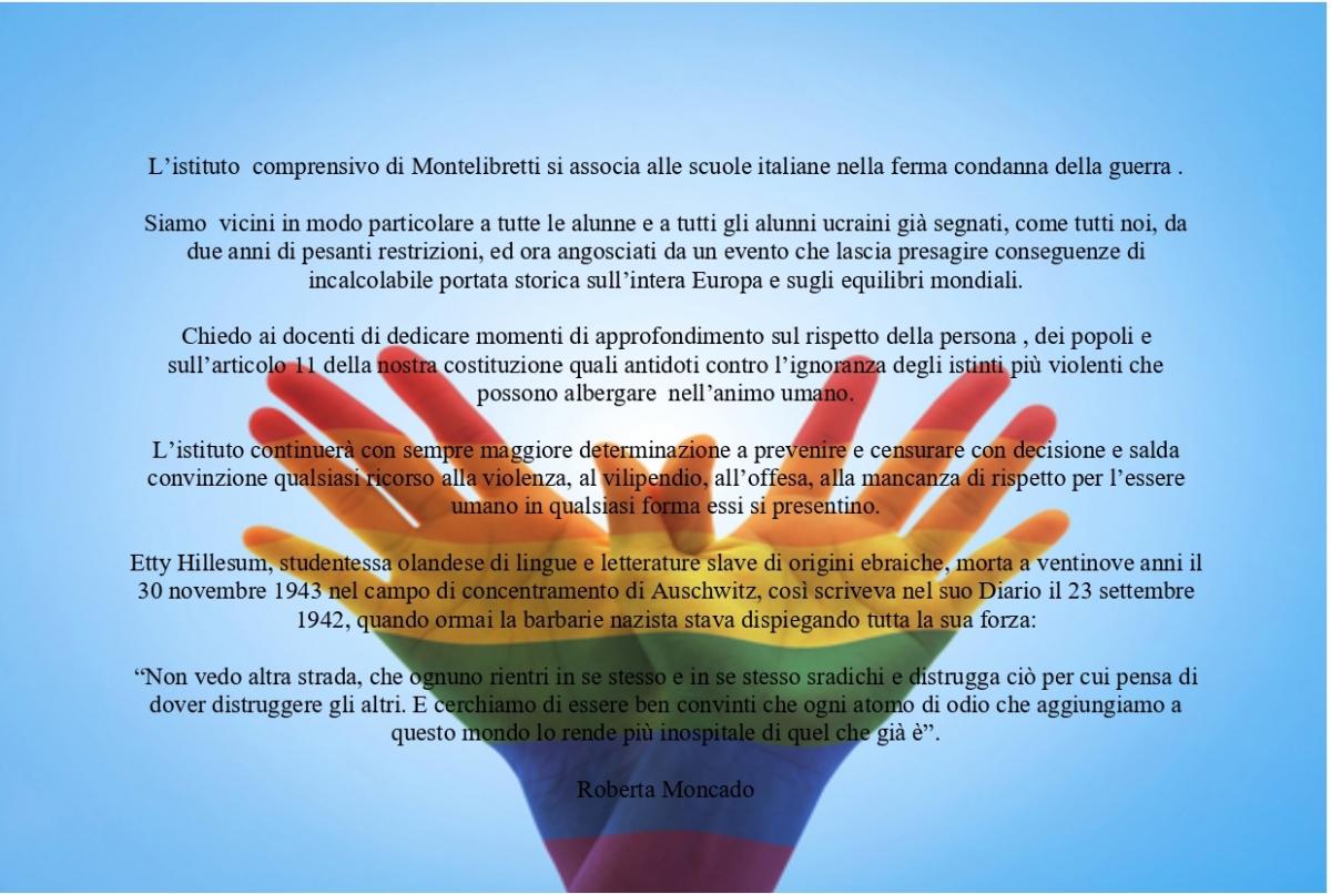 L'ISTITUTO DI MONTELIBRETTI RIPUDIA LA GUERRA